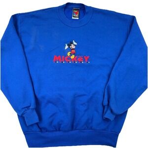 Vintage Disney Sweatshirt Men XL Blue Crewneck Sweater Mickey Mouse 90s Y2K A96*